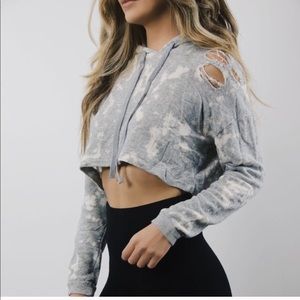 distressed cropped sweatshirt